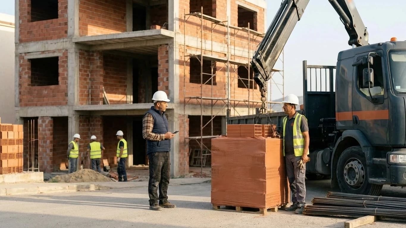 Mehdi Rahmani réceptionne une livraison avec Rachid sur son chantier (personnages fictifs).