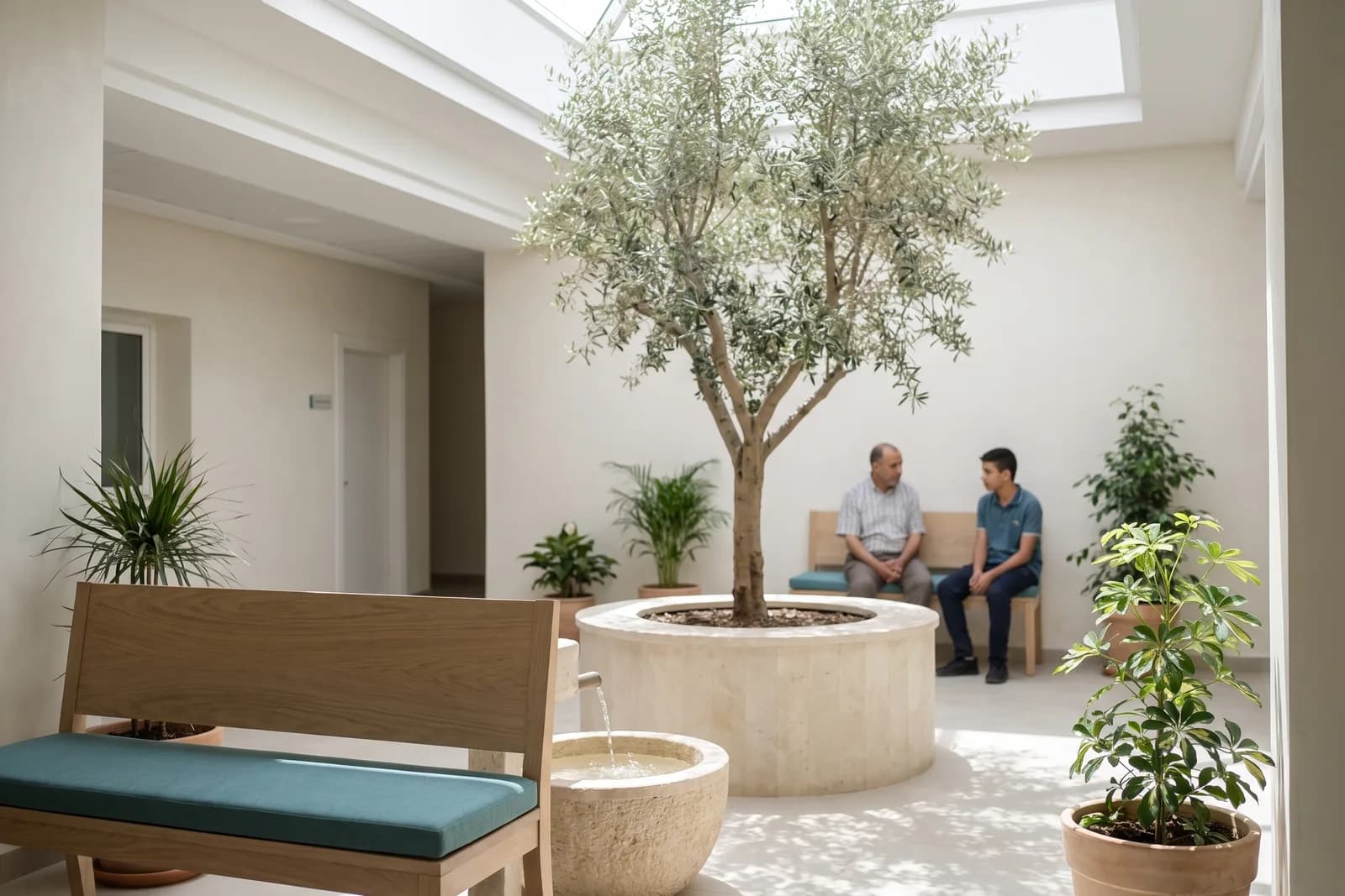 Le patio intérieur et ses oliviers.