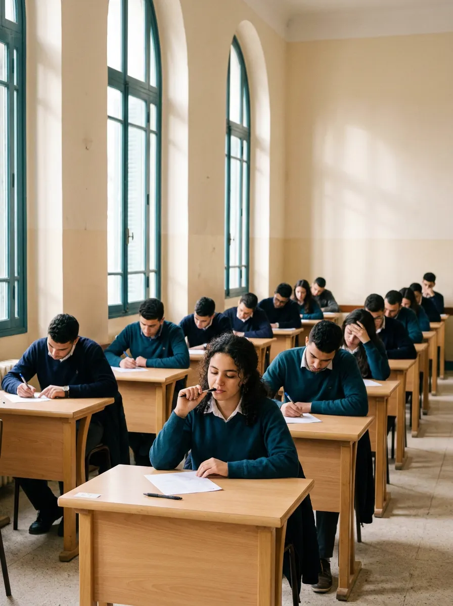 Une salle d’examen pendant un Bac blanc