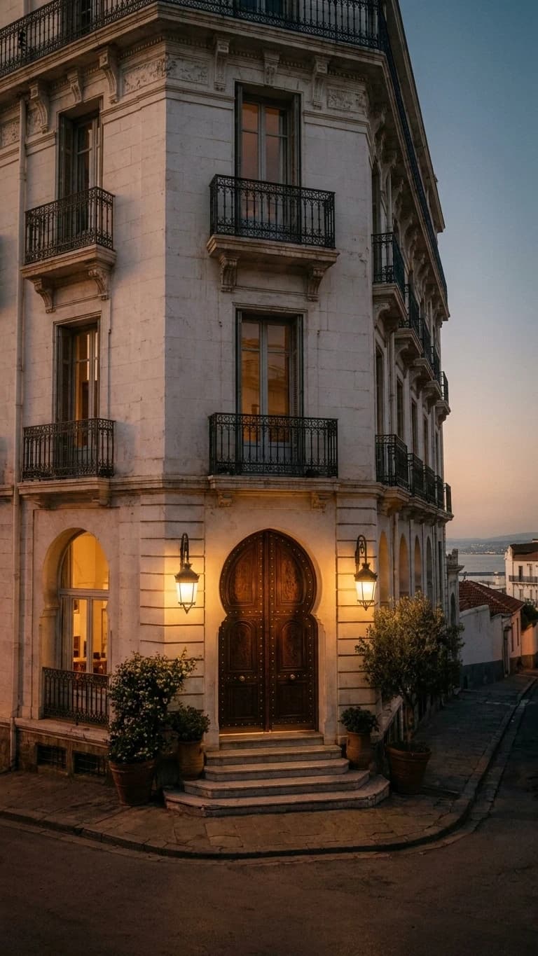 Les portes de cèdre de Dar Chemâa à la tombée du jour.