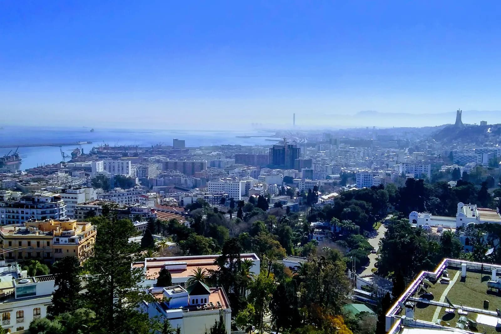 Alger et sa baie vues des hauteurs, un matin clair.