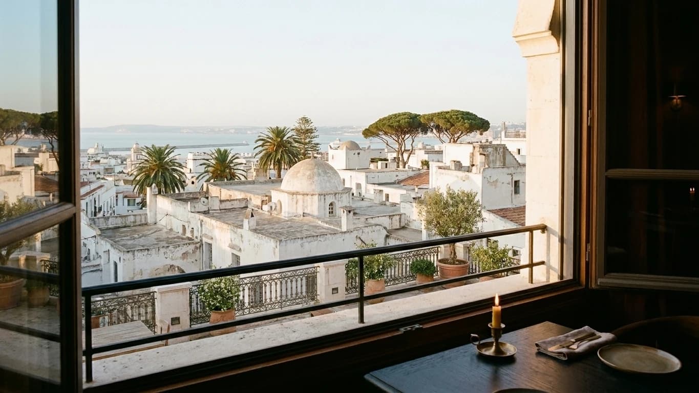 Vue sur les toits blancs d’Alger, le matin.
