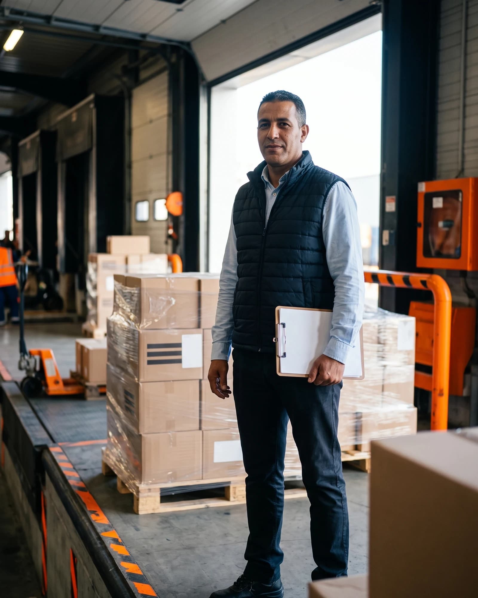 Djamel Khodja, responsable logistique d’un distributeur alimentaire, sur son quai à Blida (personnage fictif).
