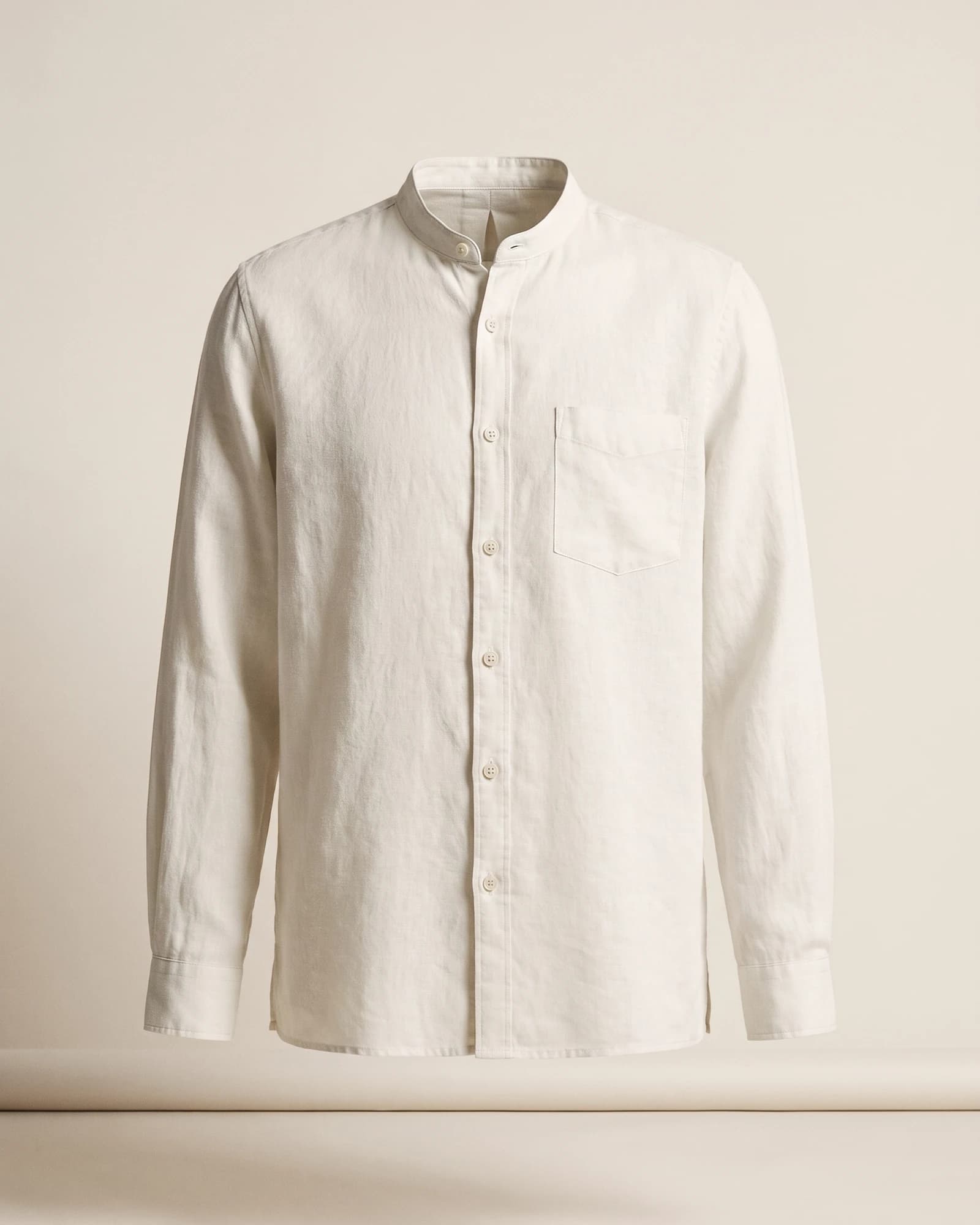Chemise col officier en lin